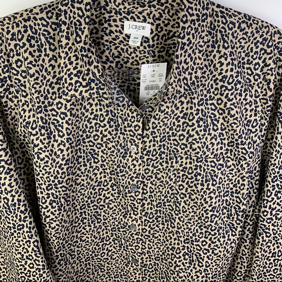 J. Crew Factory Button Front Leopard Shirt 3X - Picture 3 of 7